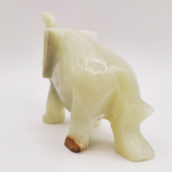 FINAL CLEARANCE Vintage Carved Stone Onyx Elephant Figurine Trunk Up Good Luck - Picture 8 of 12